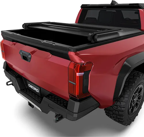Vista 11 de oEdRo - Cubierta suave de tres pliegues para plataforma de camioneta, compatible con Toyota Tacoma 2005-2015 con plataforma Fleetside de 5 pies