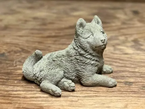 Vista 3 de Estatua de cachorro de Husky siberiano Deailed que pone cachorro siberiano Husky figura concreto decoración al aire libre