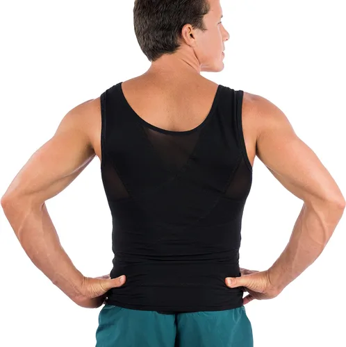 Vista 4 de Esteem Apparel Prendas de vestir para hombres, camisa de compresión para ocultar ginecomastia de pechos de hombre.