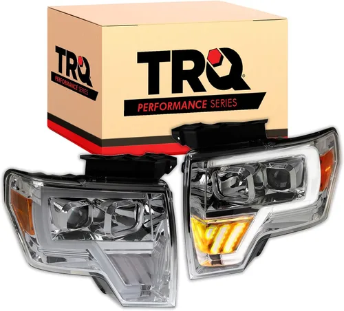 Vista 234 de TRQ Juego de Conjunto de Ensamble de Faros de 2 Piezas de Desempeño Halógeno con Marco Cromado Conductor y Lado del Pasajero Compatible con Mercedes
