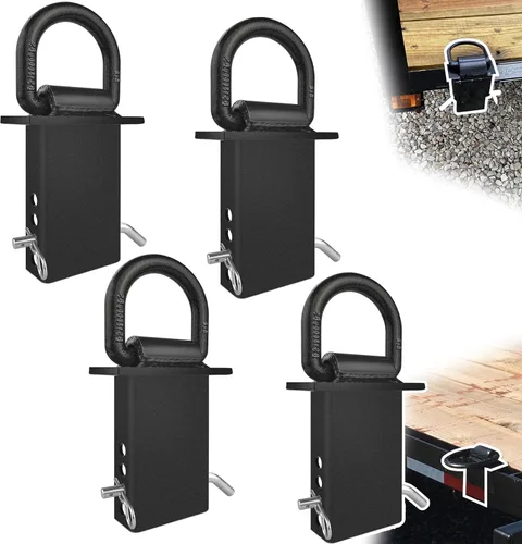 Anillos en D de bolsillo de estaca, 4 unidades, 18,000 libras, resistente, extraíble, con anilla en D, para remolques utilitarios y camas planas con