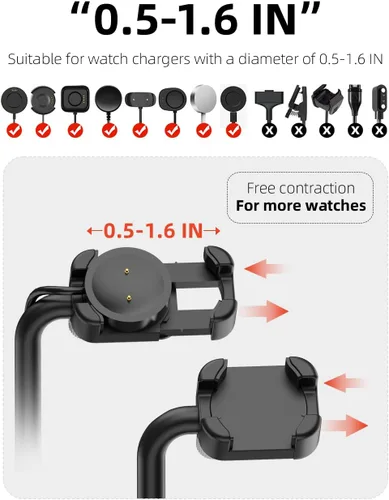 Vista 3 de Base de carga universal ajustable para reloj inteligente con soporte telescópico, compatible con Samsung Galaxy, Google Pixel, Huawei, Garmin