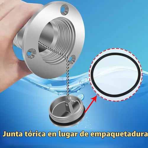 Vista 5 de Llenado/relleno de cubierta de combustible para lancha de 2 pulgadas (1.969 in) con tapa sin llave, relleno de cubierta de acero inoxidable de 2