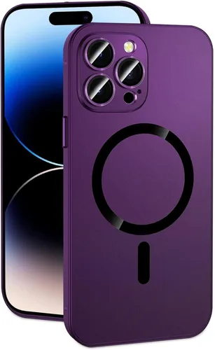 Vista 15 de Funda magnética de aluminio de metal mate para iPhone, funda magnética delgada de aleación protectora de lente de cámara para iPhone 14 Pro Max 13