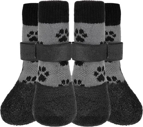 Vista 24 de KOOLTAIL Calcetines Antideslizantes para Perros para Pavimento Caliente/Frío para Evitar que Lamen las Patas, Botines para Suelos de Madera Dura