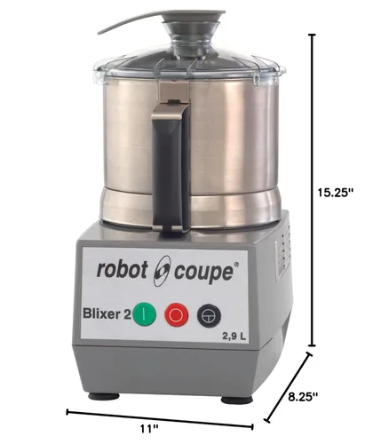 Vista 5 de Robot Coupe BLIXER2 Blixer - Batidora comercial vertical, 2.5 cuartos de galón - 2.9 litros, tazón de acero inoxidable y individual de alta