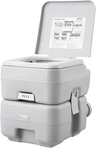 Vista 9 de VEVOR Inodoro portátil para acampar, inodoro de RV con bolsa de transporte, tanque de desecho de 5.3 gal y tanque de descarga de 3.2 gal, inodoro