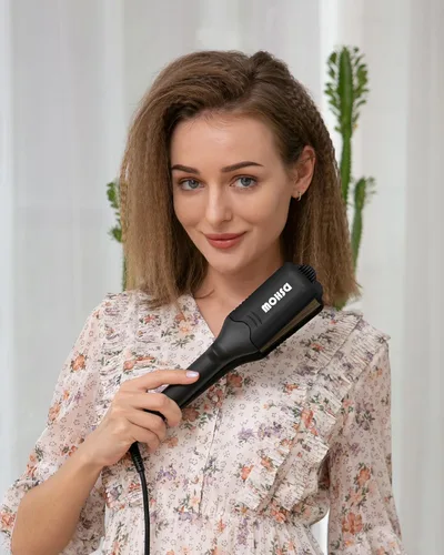 Vista 7 de DSHOW Plancha para el cabello para mujeres y niñas, alisador de pelo con 4 placas intercambiables de titanio y cerámica
