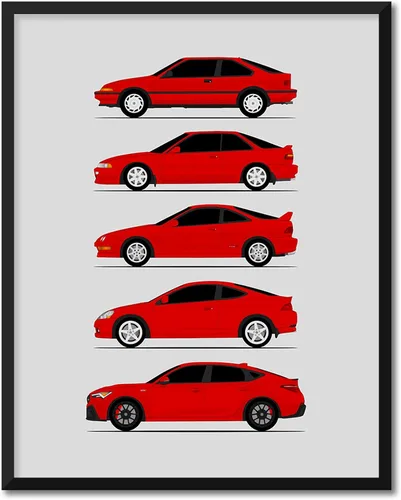 Vista 20 de Custom Car Posters Handmade Poster compatible with Acura Integra Evolution Generations and Print of Acura Integra - Multi, 8x10 Metallic Print