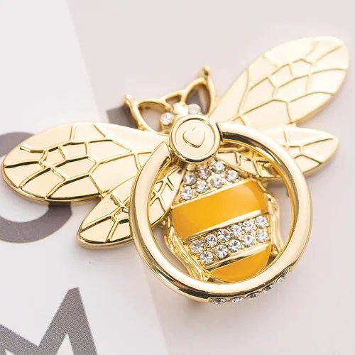 Vista 7 de Allengel Bee Phone Ring Holder Finger Kickstand with Crystal, Cute Phone Ring Grip Holder for iPhone or Smartphone Cases, Gold Purple