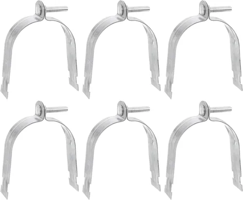 Vista 10 de uxcell Abrazaderas de puntal EMT de 6-1/2 "de acero para conductos rígidos y tubería 4 unids universal EMT Strut Clamp con perno y tuerca