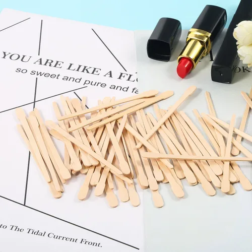 Vista 5 de Bememo 500 palitos de cera para cejas, cejas, labios, nariz, pequeño aplicador de cera de madera, espátula, palitos para manualidades