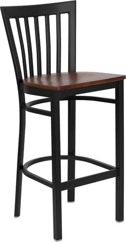 Vista 56 de Flash Furniture HERCULES Series Black School House Back Metal Restaurant Barstool - Asiento de vinilo negro
