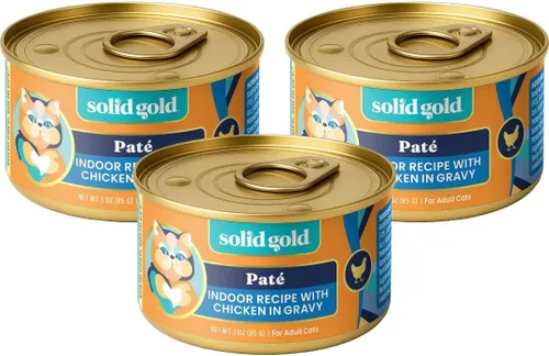 Vista 24 de Solid Gold comida húmeda para gatos desmenuzada con salsa - Alimento enlatado para gatos hecho con atún real - Sin granos de los Cinco Océanos