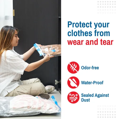 Vista 6 de Spacesaver - Bolsas de almacenamiento al vacío - Para ropa, edredones, mantas, ropa de cama - Sello de compresión para almacenamiento en armarios +