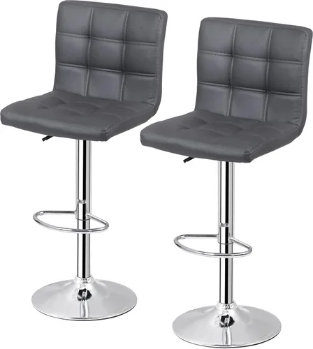 Vista 9 de ZenStyle Taburetes de bar de altura de mostrador, juego de 2 taburetes de bar giratorios ajustables, sillas de cuero PU para taburete de cocina