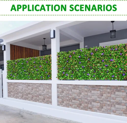 Vista 6 de Pantalla de Privacidad Expandible de Cercado para Balcón, Patio Exterior, Panel Decorativo de Cercado de Hiedra Artificial, Setos Artificiales