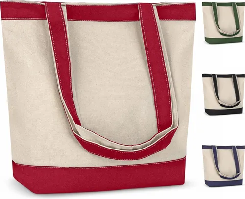 Vista 16 de Bolsa de lona con asas para mujer, bolsa de tela reutilizable para comestibles y compras a granel, bolsa de algodón en blanco, adecuada