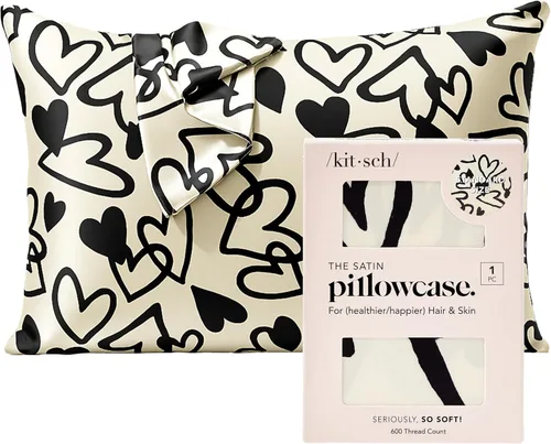 Vista 25 de Kitsch - Funda de almohada de satén con cremallera de tamaño queen/estándar, para el cabello y la piel, funda refrescante más suave que la seda