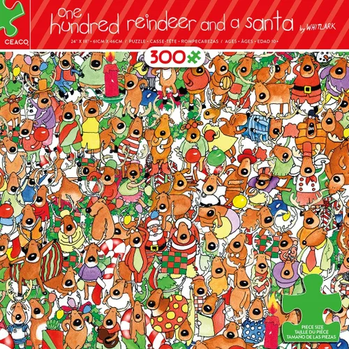 Vista 5 de Ceaco - Holiday - One Hundred Reindeer and a Santa - 300 Piece Jigsaw Puzzle