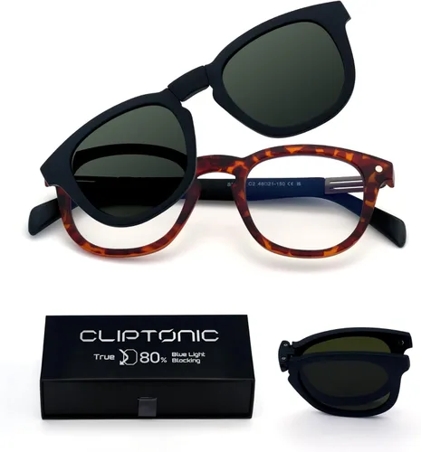 Vista 13 de 2-in-1 Magnetic Clip- On Blue Light Blocking Glasses with Case, Anti-Reflective Computer Eyewear for Men & Women