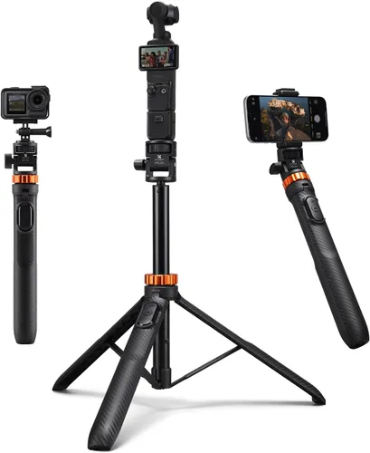 K&F CONCEPT Palo de Selfie Trípode, Soporte de Luz Extensible de 69" con Tornillo de 1/4" y Control Remoto, Soporte para Teléfono con Cámara Mini