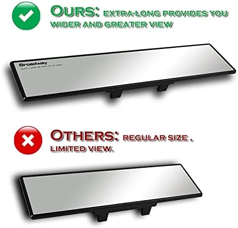 Vista 6 de Universal Broadway - Espejo retrovisor plano de 14 pulgadas de ancho (vidrio transparente), espejo retrovisor panorámico con clip