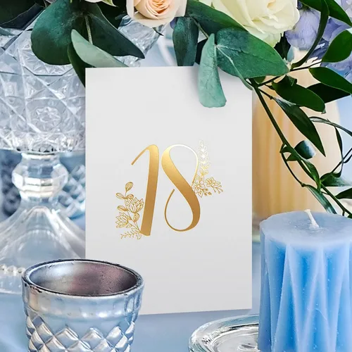 Vista 3 de Sweetzer & Orange - Números de mesa dorados para bodas – 1 a 25 elegantes tarjetas de mesa para bodas, bar mitzvah, decoraciones de quinceañera
