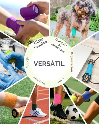 Vista 6 de FriCARE Nonwoven cinta autoadhesiva de vendaje, envoltura autoadhesiva cohesiva de primeros auxilios (con FDA), Sports Vet, 2" X 5 yardas, Paquete