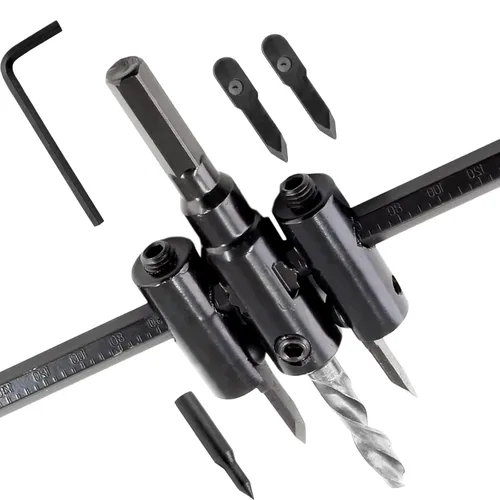 Vista 2 de Sierra de agujero ajustable de 1-3/16" a 7-7/8" (30 a 7.874 in), broca de corte circular resistente para madera y paneles de yeso, herramientas