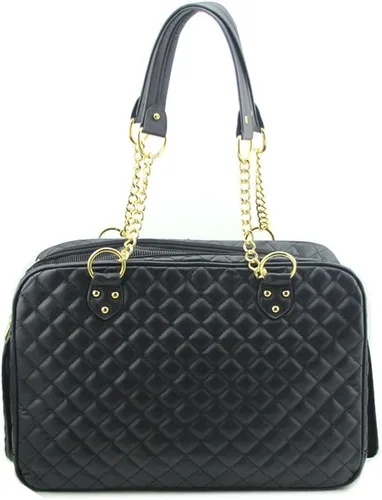 Vista 2 de B-JOY Nuevo bolso de perro para perro, bolso de mano para mascotas, con asas de doble cadena, color negro