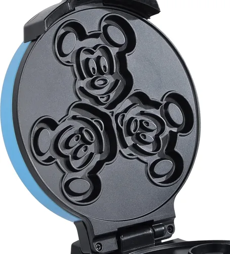 Vista 5 de Disney Mickey & Minnie - Máquina de gofres de doble volteo de Select Brands – Plancha de gofres antiadherente giratoria – Control de dorado
