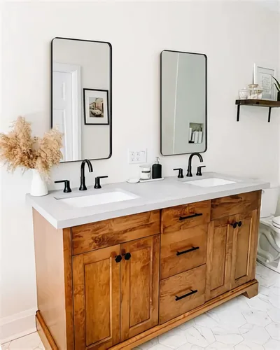 Vista 9 de ANDY STAR Espejo de baño negro, espejo rectangular de esquina redondeada de 24 x 40 pulgadas, espejo de tocador de baño con marco de metal moderno