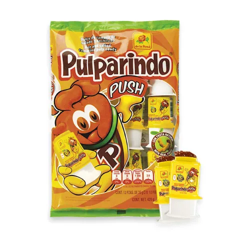 Pulparindo Tamarindo Push Hot, 1.25 onzas, 12 unidades (caramelo de azúcar - étnico)