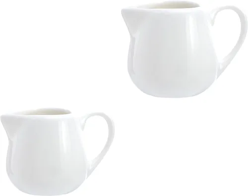 CHOOLD 2 piezas Mini crema de cerámica con asa, jarra de crema de leche de café, color rojo, 1.5 oz