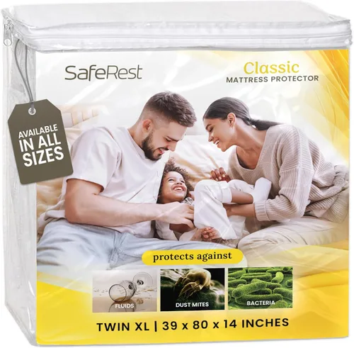 Vista 16 de SafeRest Sleepure - Protector de colchón impermeable tamaño individual derivado de viscosa de bambú - Ajustado con bolsillos elásticos - Funda