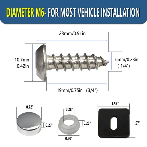 Vista 6 de ZXFOOG Tornillos de acero inoxidable para placa de matrícula - Sujetadores autoenroscantes antióxido para montaje de soporte de marco