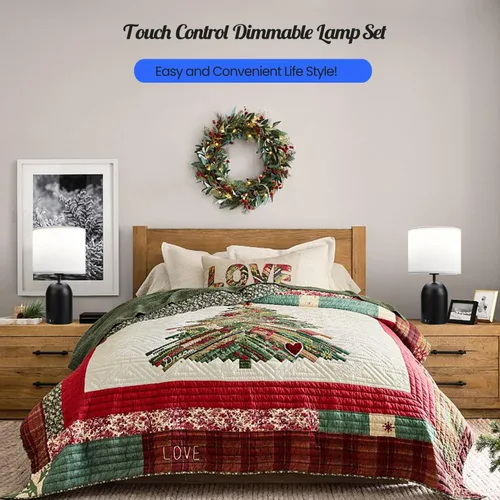 Vista 6 de MoMyofdy Juego de 2 lámparas de mesa para dormitorio, con control táctil, lámparas regulables para mesita de noche, lámpara de mesa pequeña