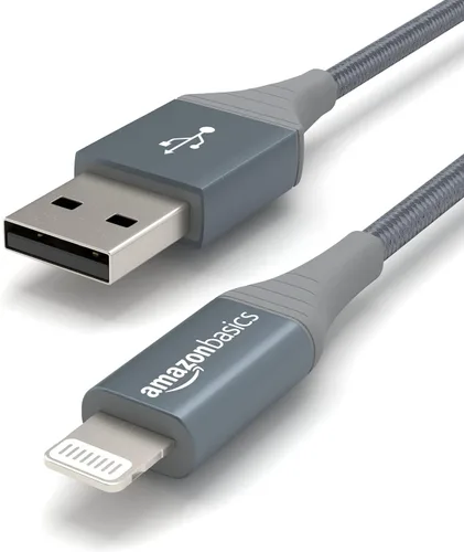 Vista 3 de Amazon Basics - Cable Lightning de nailon trenzado doble a USB, colección avanzada, cargador para iPhone certificado MFi