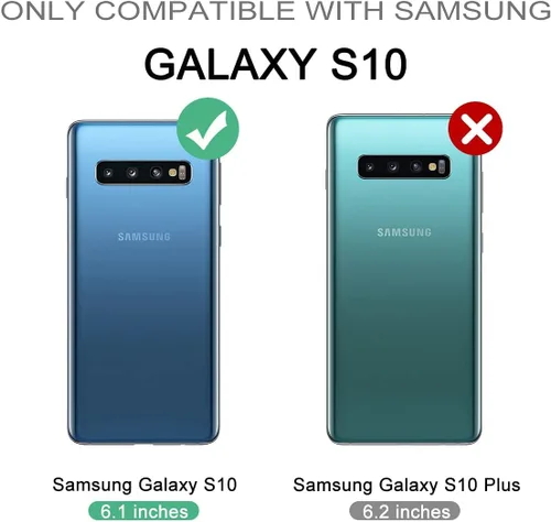 Vista 2 de WeLoveCase Funda tipo cartera para Galaxy S10 Defender con espejo oculto, tres capas a prueba de golpes, protección resistente, funda protectora