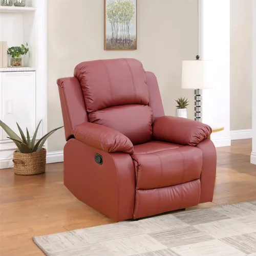 Vista 48 de Sofá reclinable manual, sofá reclinable de lujo de 3 plazas, sofá reclinable con portavasos y mesa de café, sofá de cuero sintético para sala