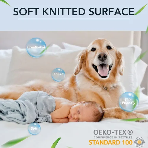 Vista 7 de Protector de colchón impermeable de bambú refrescante tamaño King, tela de aire 3D transpirable y protector de colchón individual impermeable