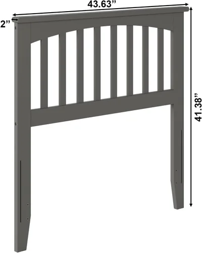 Vista 3 de AFI, Mission - Cabecero de madera maciza individual con cargador acoplable, color gris