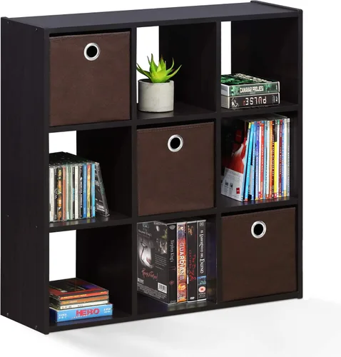 Vista 39 de Furinno 99940WH/LBL Basic 3 x 2 estantería de almacenamiento cúbico, color blanco y azul claro, Madera, blanco/rosa claro