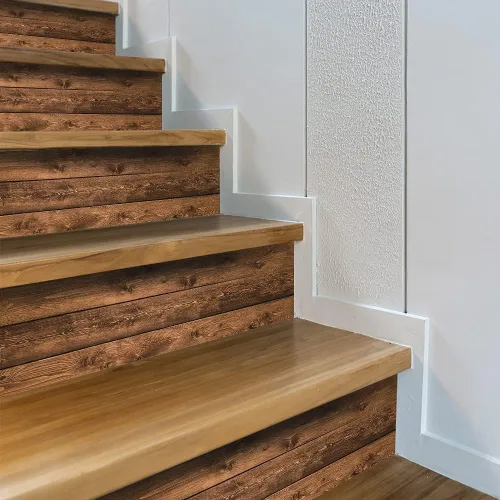 Vista 17 de funlife 3 tiras de calcomanías de vinilo autoadhesivas para escaleras, murales para escaleras, 39.37 x 7.09 pulgadas, gris ceniza Madera gris ceniza