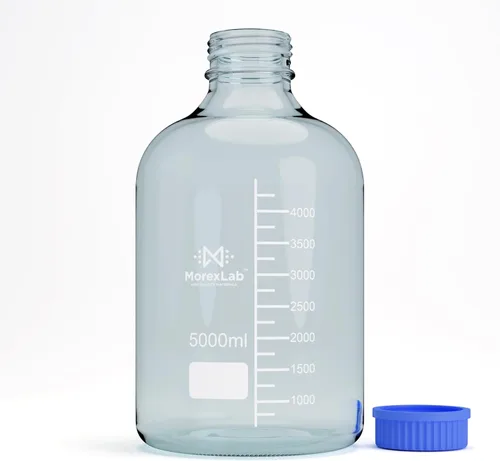 Vista 3 de Botellas de vidrio de almacenamiento de 5000ml – 1 pieza Botella redonda de almacenamiento de medios – Botellas de vidrio de borosilicato – Botellas