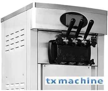 Vista 8 de TXMACHINE® Máquina de helado suave, máquinas comerciales de helados, 3 sabores diferentes, máquina de helado vertical con panel de limpieza