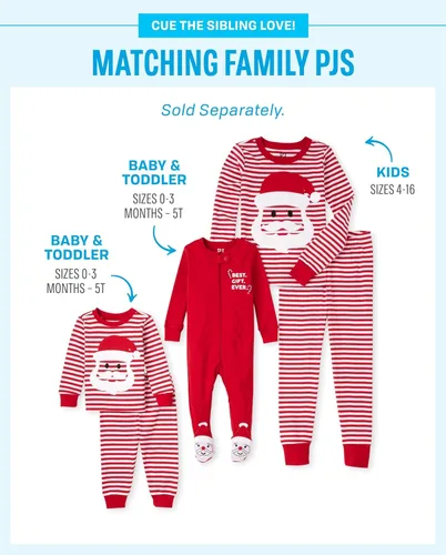 Vista 2 de The Children's Place Baby And Kids', Sibling Matching Christmas Pajama Sets, Cotton