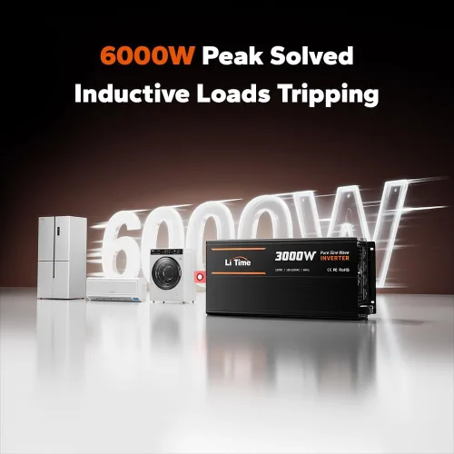 Vista 2 de LiTime Inversor de onda sinusoidal pura de 3000 W, convertidor de 12 V CC a 120 V CA con control remoto para RV, camping, inversor de energía solar