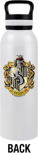 Vista 2 de Harry Potter OFICIAL Hufflepuff Crest - Botella de agua aislada de 24 onzas, resistente a fugas, acero inoxidable aislado al vacío con tapa